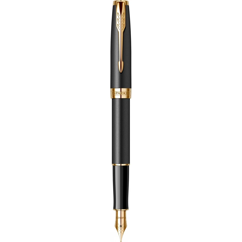 Подарочный набор: Перьевая ручка Parker Sonnet Core F528, Matte Black GT (Перо F) +  Ежедневник Premium, Black GS