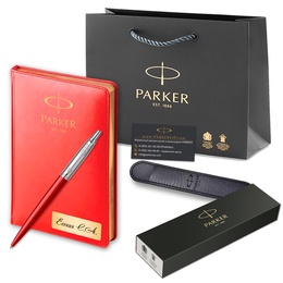 Подарочный набор: Ручка шариковая Parker Jotter Core K63, Kensington Red CT + Ежедневник Red GG